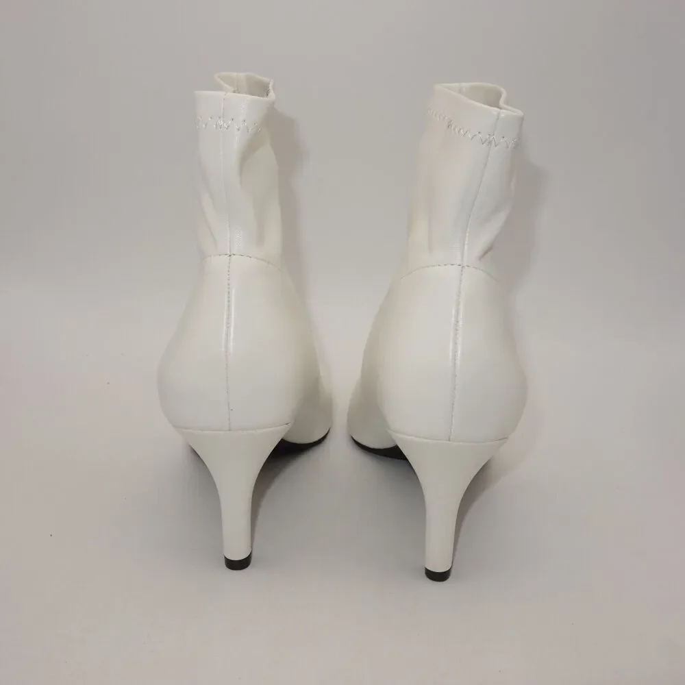 NEW INC International Concepts Women' s 11 White Bray Pointed Toe Ankle Booties